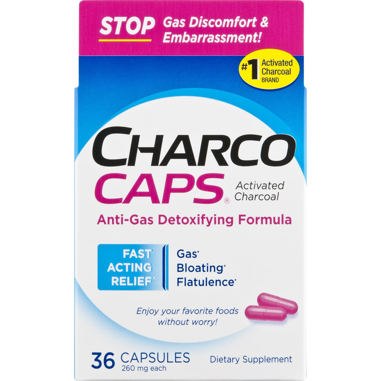 Requa Charcocaps 260 Mg Anti-Gas Formula Capsules - 36 Ea